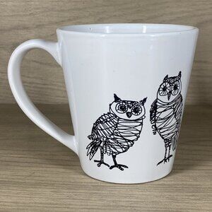 Owl Coffee Tea Mug Black & White Sketched Pair of Owls